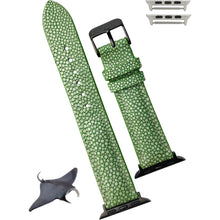Green Stingray Leather Watch Band Compatible with Apple Watch IWatch Series 7 6 5 4 3 2 1 | AW-68 - Vinacreations