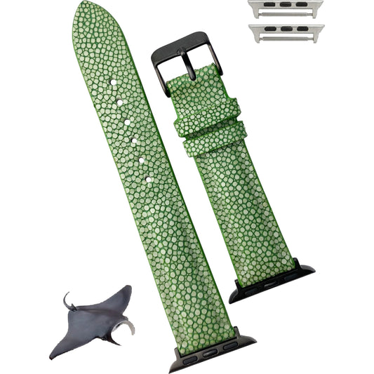 Green Stingray Leather Watch Band Compatible with Apple Watch IWatch Series 7 6 5 4 3 2 1 | AW-68 - Vinacreations