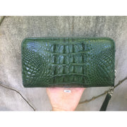 Green Women's Long Purse Wallet Alligator Leather Clutch Large Capacity Luxury Ladies Crocodile Wristlet Organizer RFID Blocking Wallet VINU-17
