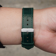 Flat Green Alligator Leather Watch Band