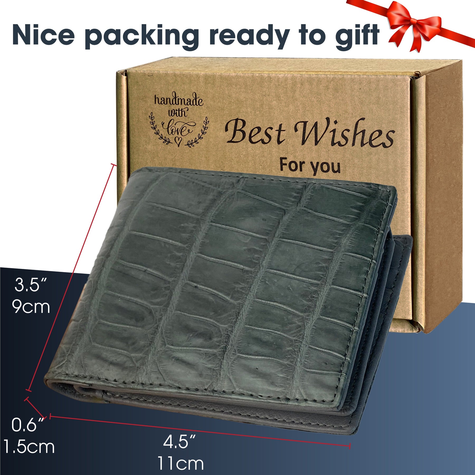 Grey Alligator Belly Leather Bifold Wallet for Men RFID Blocking | VINAM-48 - Vinacreations