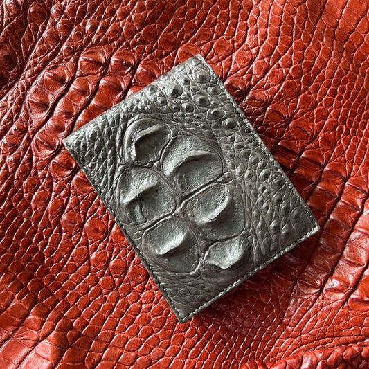 Grey Alligator Skin Bifold Wallet For Men | Handmade Crocodile Leather Wallet RFID Blocking | VL2083 - Vinacreations