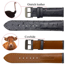 Grey Ostrich Leather Watch Strap Quick Release Replacement Wrist Watch Band - Vinacreations