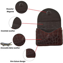 Hand-stitched Alligator Leather Business Card Holder| Crocodile Skin ID Credit Card Case - Vinacreations