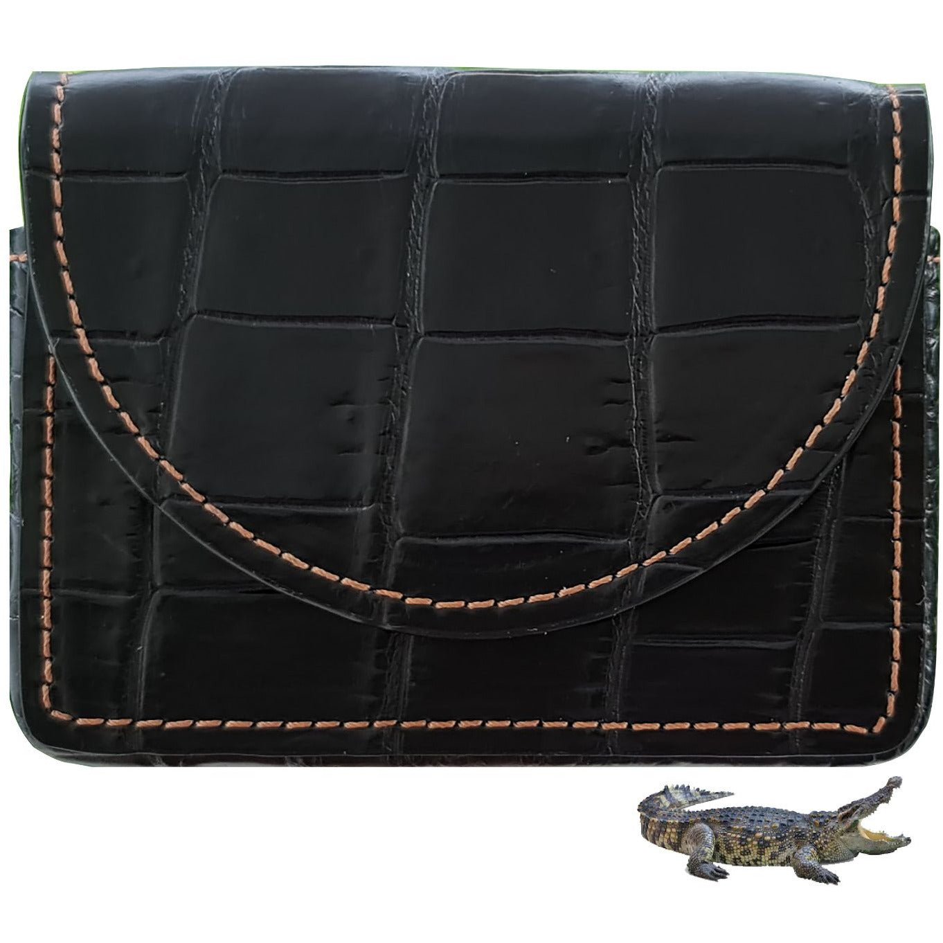 Hand-stitched Alligator Leather Business Card Holder| Crocodile Skin ID Credit Card Case - Vinacreations