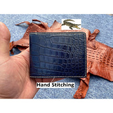 Hand-stitched Navy Blue Alligator Leather Double Side Wallet For Men |RFID Blocking | Coin Pocket | VINAM-92 - Vinacreations