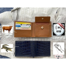Hand-stitched Navy Blue Alligator Leather Double Side Wallet For Men |RFID Blocking | Coin Pocket | VINAM-92 - Vinacreations