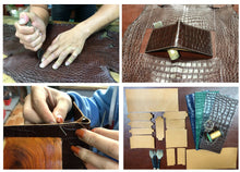Hand Stitching Alligator Leather Bifold Wallet - Vinacreations