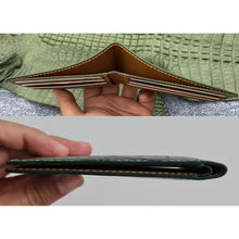 Hand Stitching Slim Green Alligator Bifold Wallet RFID Blocking | VINAM-87 - Vinacreations