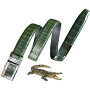 Handcrafted Green Alligator Belt Men's - Crocodile Skin Belly Belt 1.5" - Automactic Buckle - BE-GRE-08