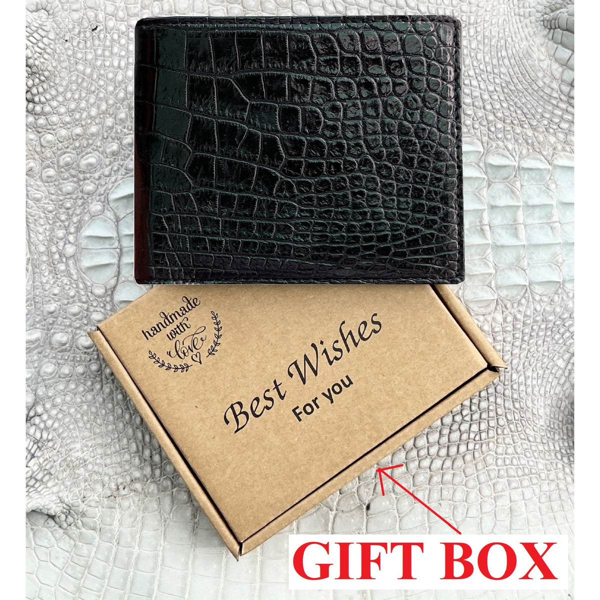 Handmade Black Alligator Belly Leather Bifold Wallet for Men RFID Blocking | VINAM-36 - Vinacreations