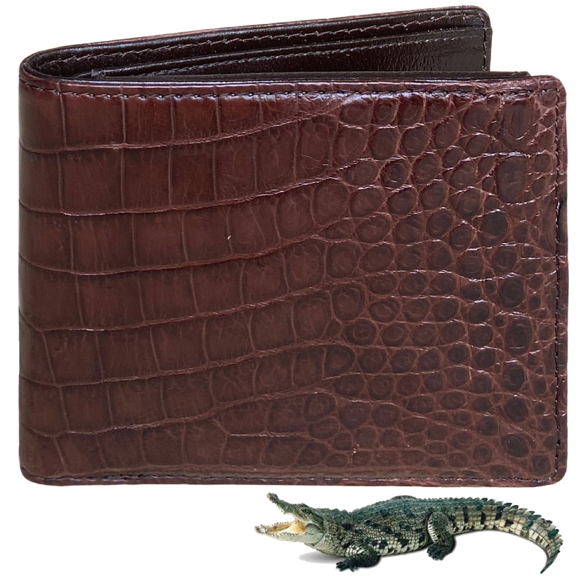 Handmade Dark Brown Alligator Belly Bifold Wallet for Men RFID Blocking | VINAM-33 - Vinacreations