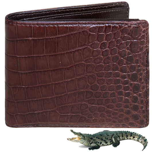 Handmade Dark Brown Alligator Belly Bifold Wallet for Men RFID Blocking | VINAM-33 - Vinacreations