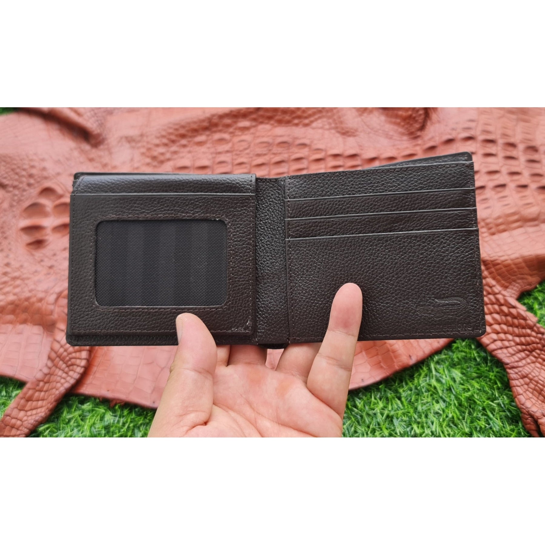 Handmade Dark Brown Alligator Belly Bifold Wallet for Men RFID Blocking | VINAM-33 - Vinacreations