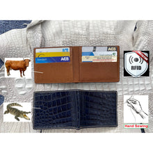 Handmade Navy Blue Alligator Bifold Wallet RFID Blocking Hand Stitching | VINAM-88 - Vinacreations