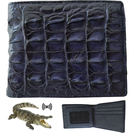 Handmade Navy Blue Alligator Leather Bifold Wallet For Men RFID Blocking | VINAM-56 - Vinacreations