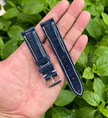 Hand Stitching Navy Blue Alligator Watch Strap DH-156