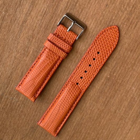 Handmade Orange Lizard Leather Watch Band For Men Quick Release Replacement Wristwatch Strap | DH-160 - Vinacreations