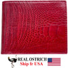 Handmade Red Slim Bifold Ostrich Leather Wallet RFID Blocking For Men | VINAM-95 - Vinacreations