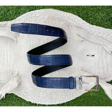 High-end Blue Alligator Belt Men's - Crocodile Skin Belly Belt 1.5" - Pin Buckle - BE-NAVY-04-PIN - Vinacreations