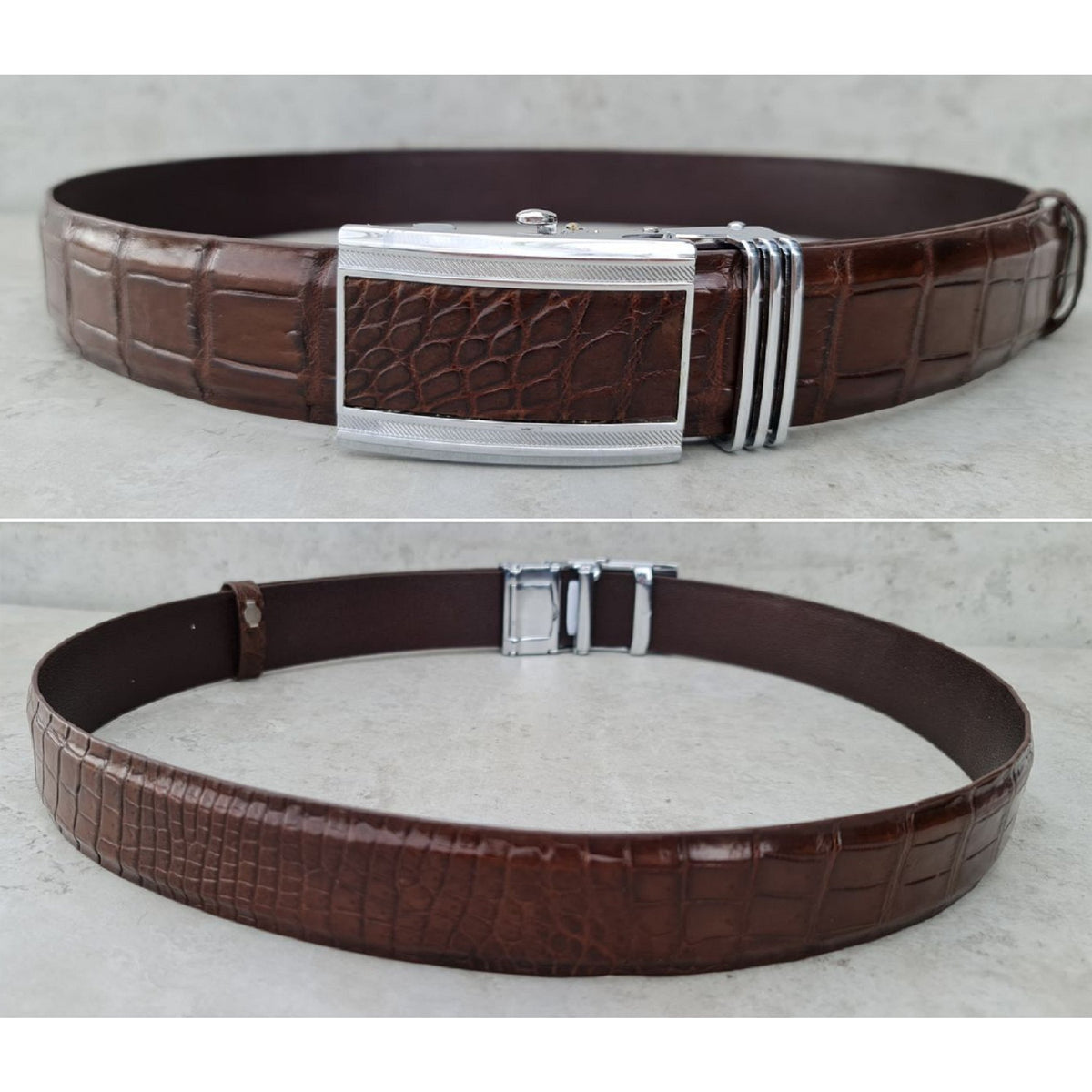 High-end Dark Brown Alligator Belt Men's - Automatic Buckle | BE-DAR-03 - Vinacreations