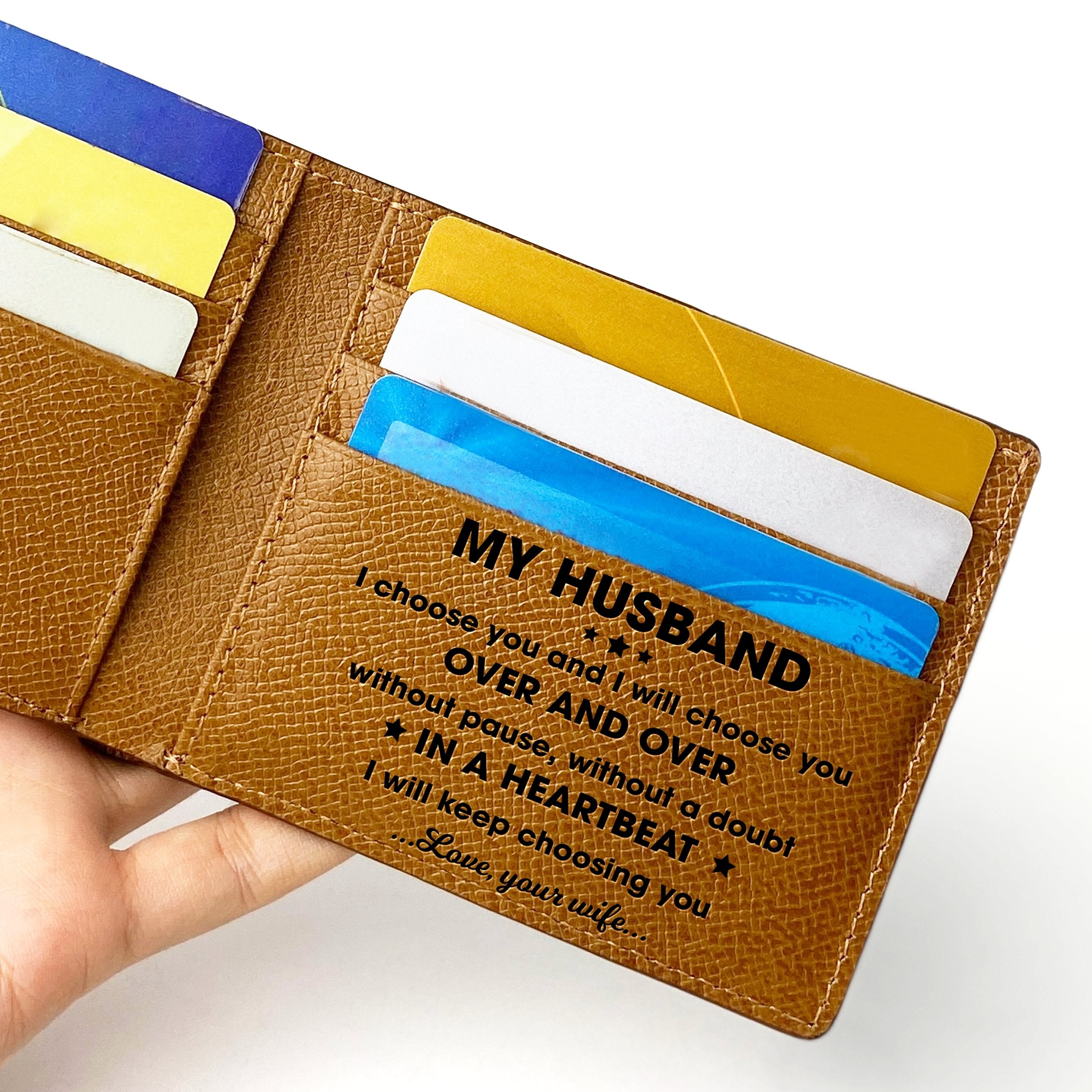 Husband Wallet From Wife Engraved Alligator Bifold Wallet Personalized Crocodile RFID Wallet Gift for Men - Vinacreations