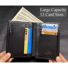 Large Capacity Alligator Leather Vertical Bifold Wallet | Crocodile Credit Card Holder for Men with 15 Card Slots | Black DUN11 - Vinacreations