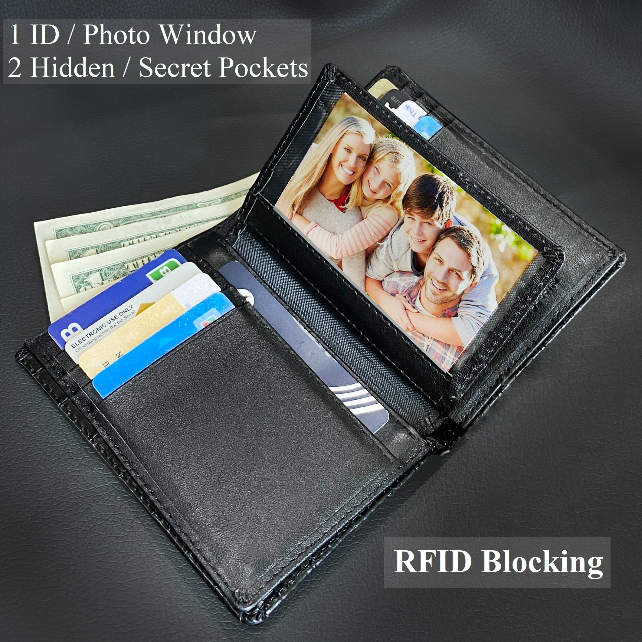 Large Capacity Alligator Leather Vertical Bifold Wallet | Crocodile Credit Card Holder for Men with 15 Card Slots | Black DUN11 - Vinacreations