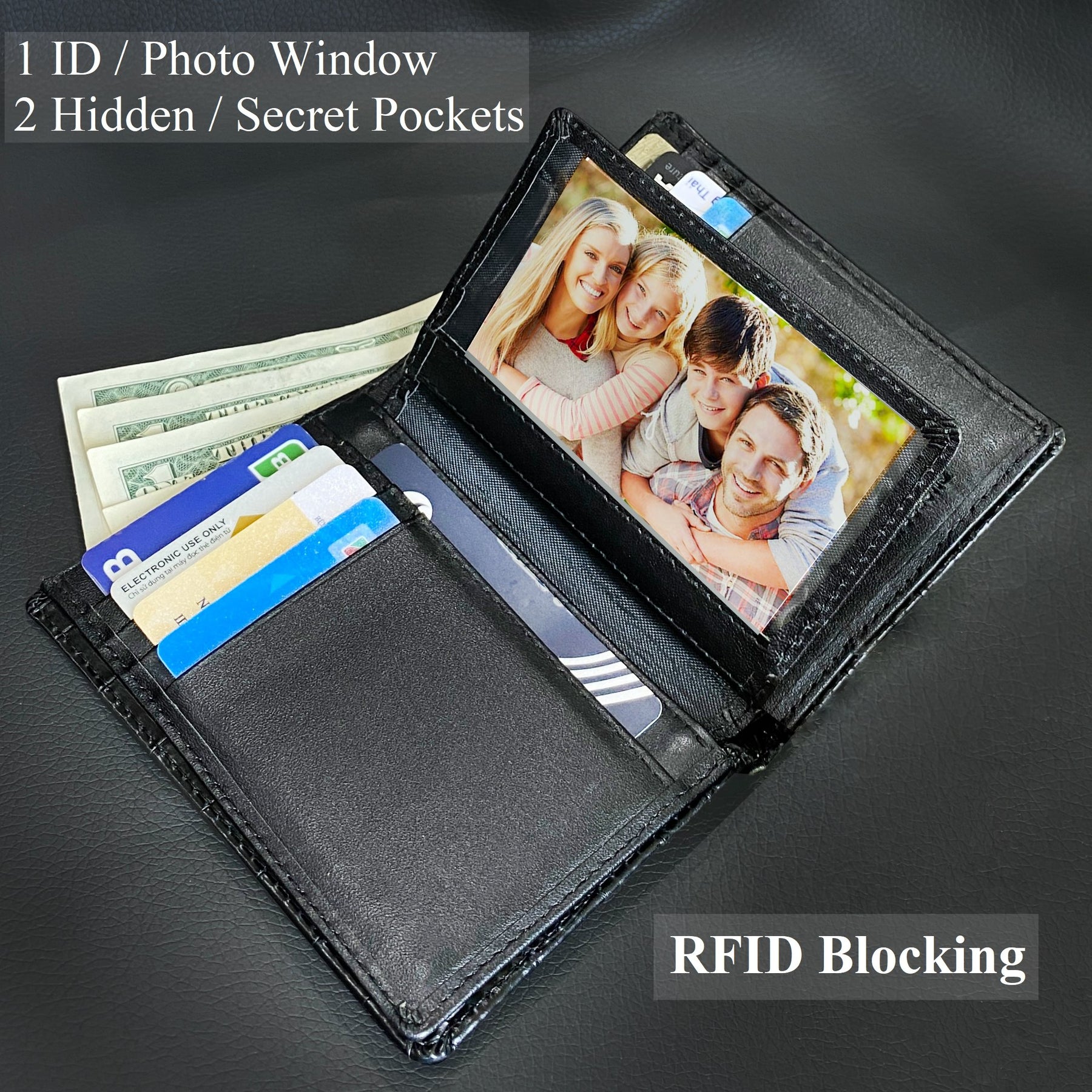 Large Capacity Alligator Leather Vertical Bifold Wallet | Crocodile Credit Card Holder for Men with 15 Card Slots | Black DUN11 - Vinacreations