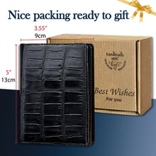 Large Capacity Alligator Leather Vertical Bifold Wallet | Crocodile Credit Card Holder for Men with 15 Card Slots | Black DUN11 - Vinacreations