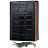 Large Capacity Alligator Leather Vertical Bifold Wallet | Crocodile Credit Card Holder for Men with 15 Card Slots | Black DUN16 - Vinacreations
