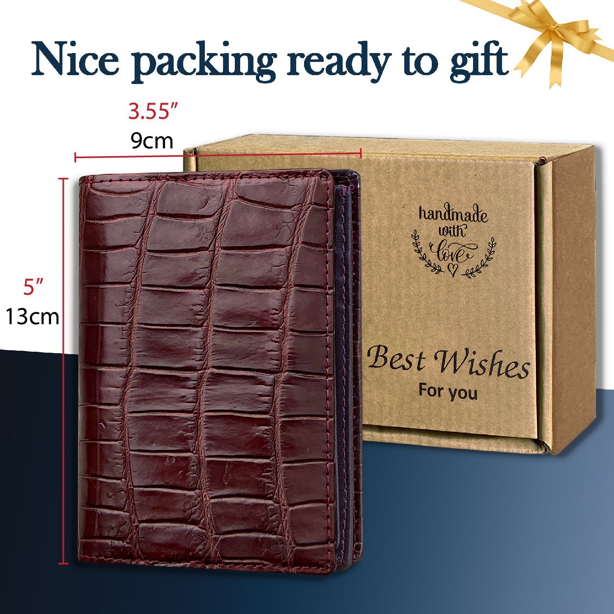 Large Capacity Alligator Leather Vertical Bifold Wallet | Crocodile Credit Card Holder for Men with 15 Card Slots | Dark Brown DUN33 - Vinacreations