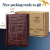 Large Capacity Alligator Leather Vertical Bifold Wallet | Crocodile Credit Card Holder for Men with 15 Card Slots | Dark Brown DUN33 - Vinacreations