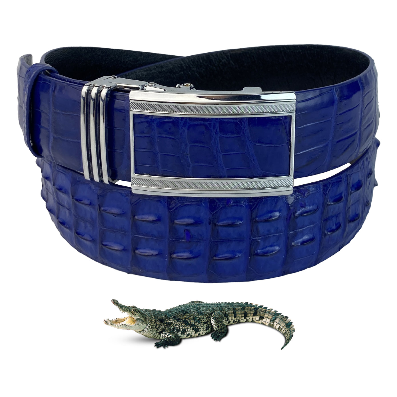 Blue Alligator Auto Buckle HornBack Leather Belt For Men