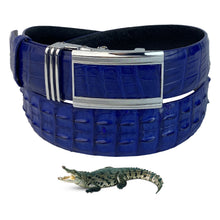Blue Alligator Auto Buckle HornBack Leather Belt For Men