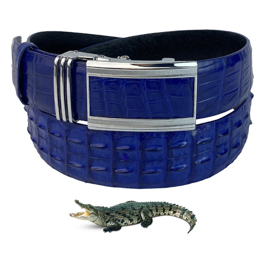 Blue Alligator Auto Buckle HornBack Leather Belt For Men
