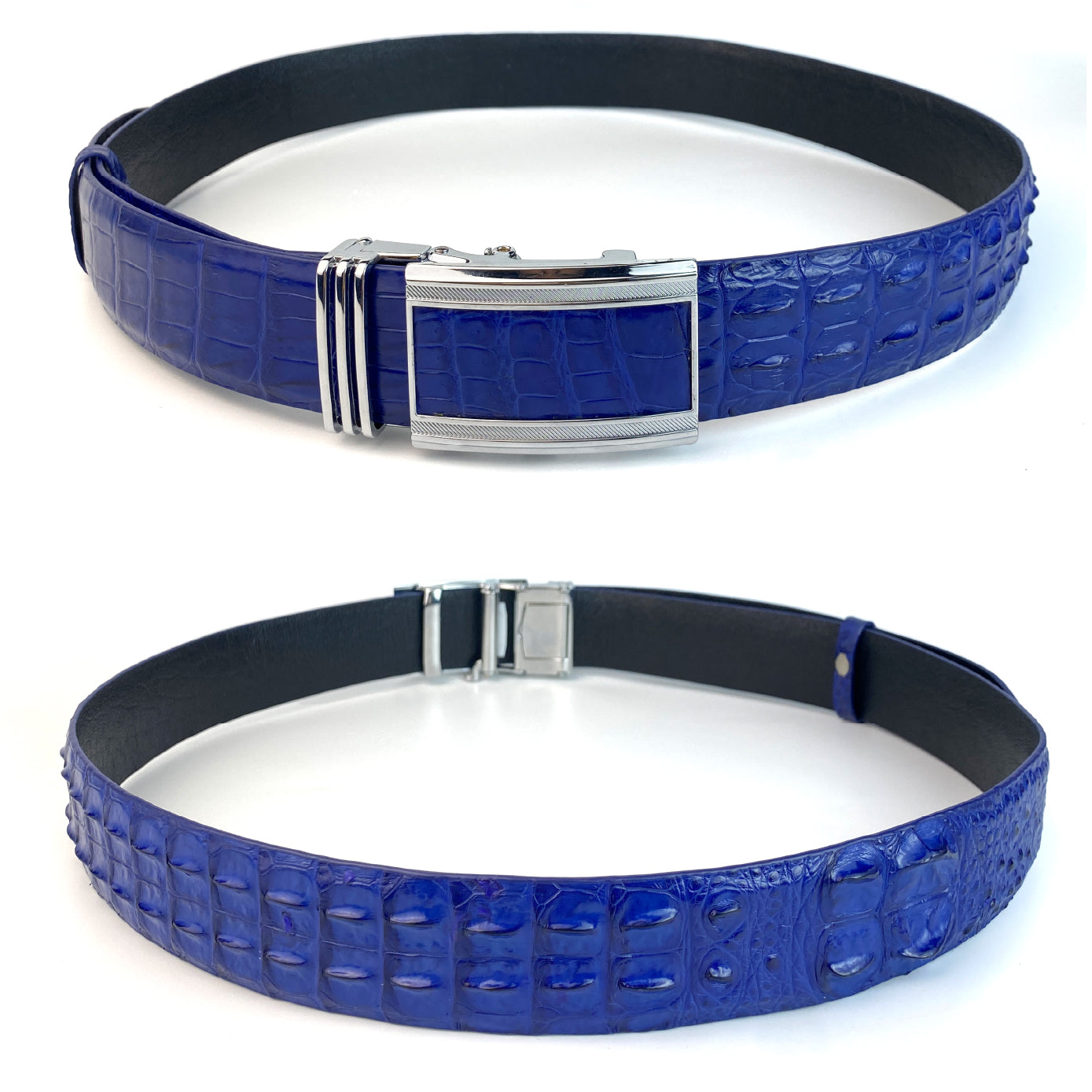 Blue Alligator Auto Buckle HornBack Leather Belt For Men