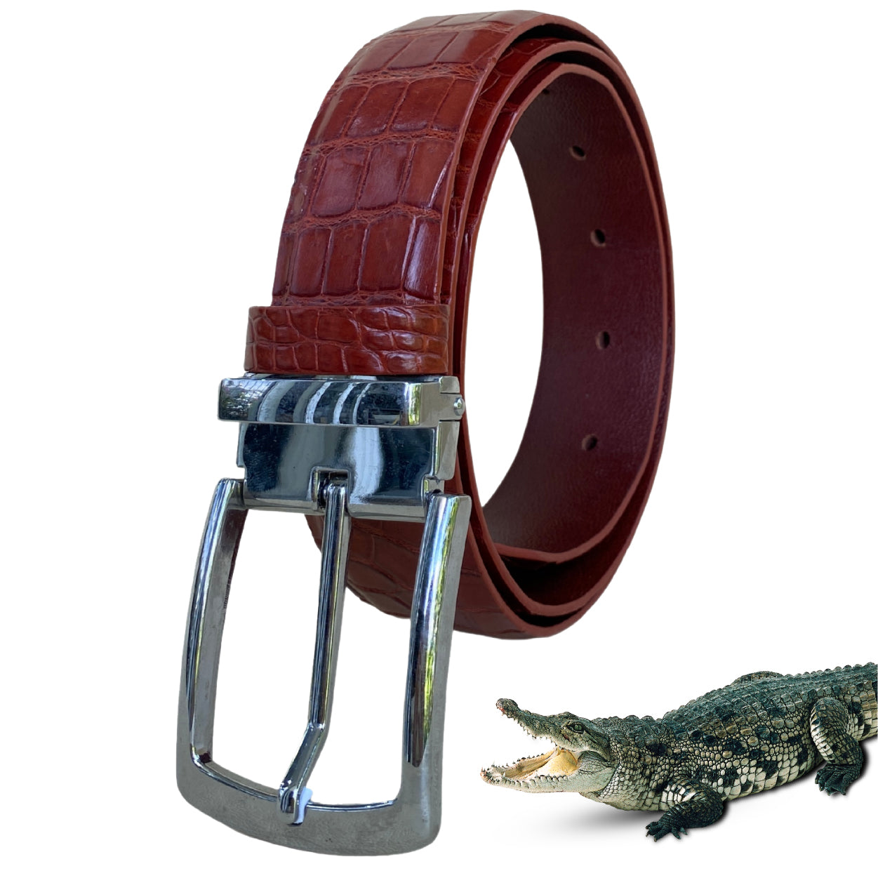 Classic Brown Alligator Belt Men's - Pin Buckle | BE-BRO-06-PIN