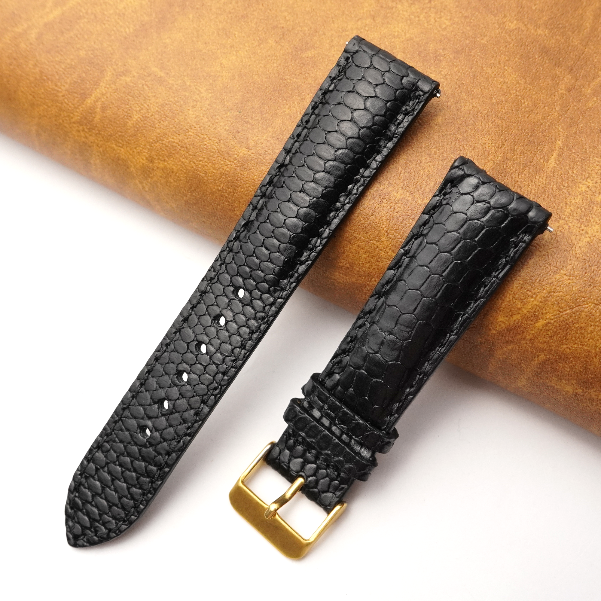 Black Lizard Leather Watch Strap DH-162