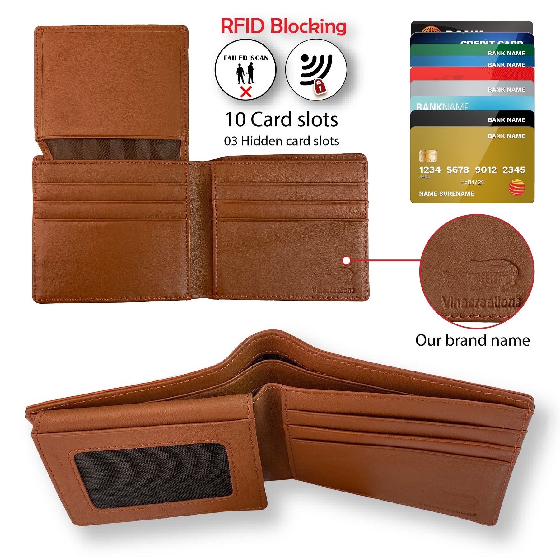 Light Brown Alligator Belly Leather Bifold Wallet for Men RFID Blocking | VINAM-30 - Vinacreations