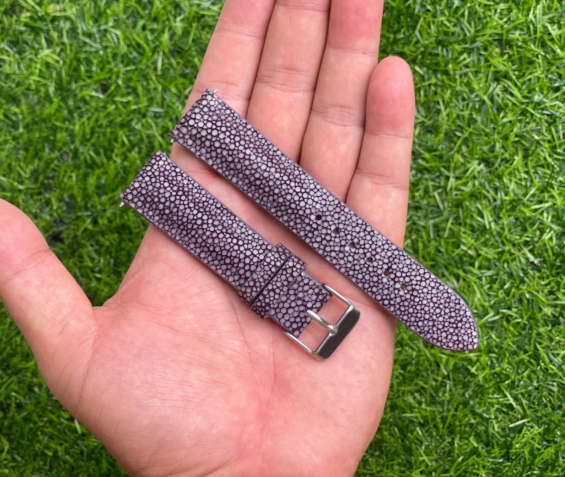 Light purple Stingray Leather Watch Band For Men Replacement Wristwatch Strap - Vinacreations