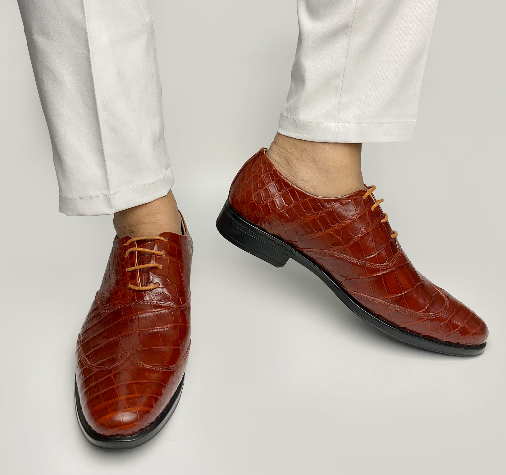 Handcrafted Light Brown Crocodile Oxford Shoes Party Shoes For Men Vinacreations Handcrafted Light Brown Crocodile Oxford Shoes Party Shoes For Men Vinacreations