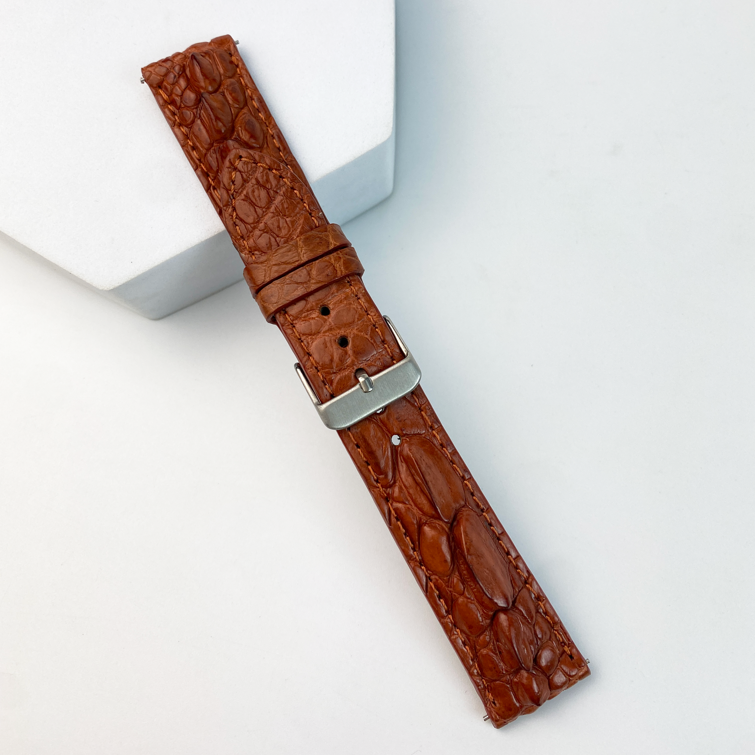light brown hornback leather watch strap