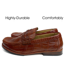 Light Brown Mens Crocodile Leather Penny Loafers |Belly Alligator Mens Designer Loafers | SH46E