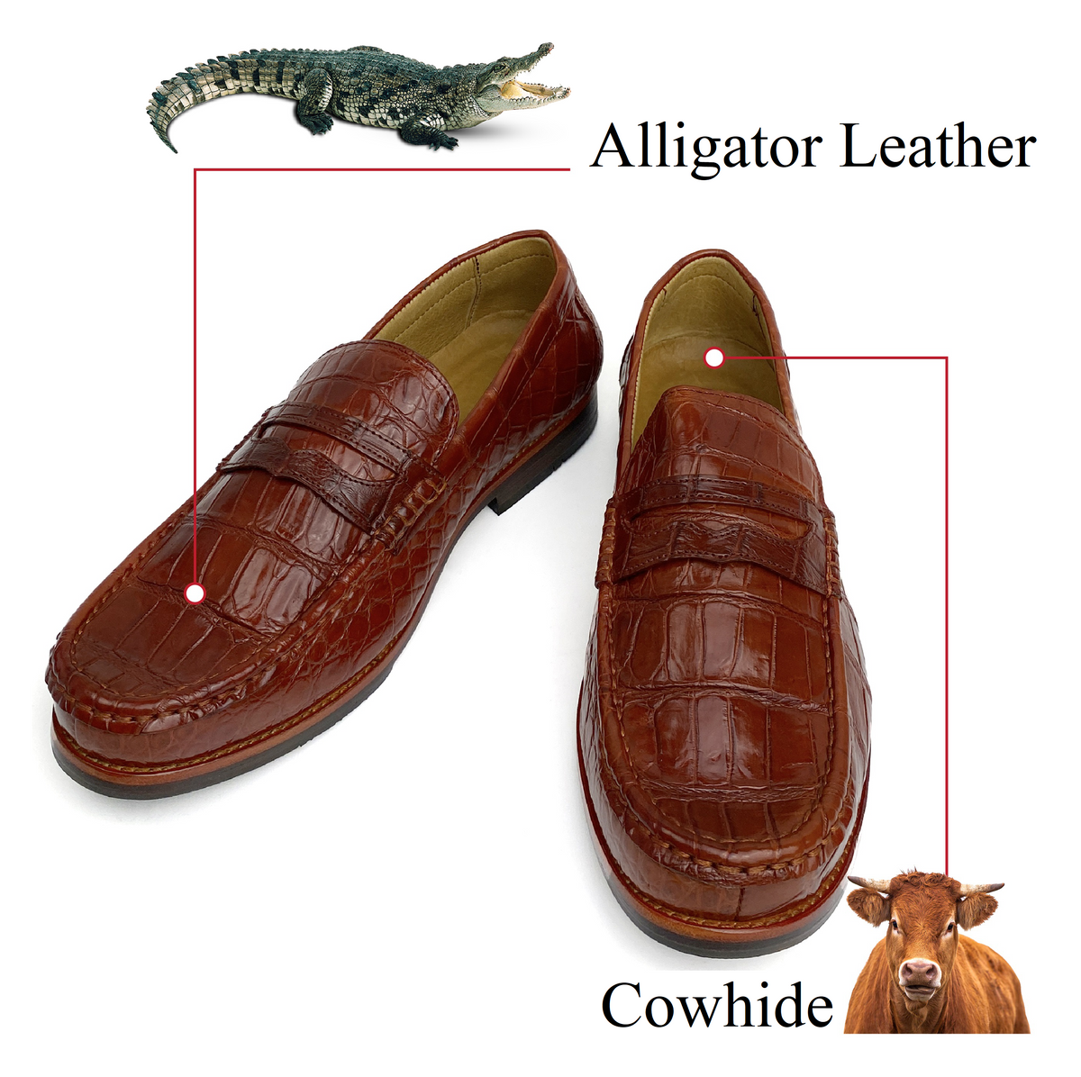 Light Brown Mens Crocodile Leather Penny Loafers |Belly Alligator Mens Designer Loafers | SH46E