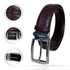 Luxury Dark Brown Alligator HornBack Leather Belt For Men - Pin Buckle | BEHO33-PIN - Vinacreations