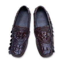 Men Dark Brown Alligator Leather Loafers Slip-On | Crocodile Hornback Skin Exotic Dress Shoes | SH123O - Vinacreations