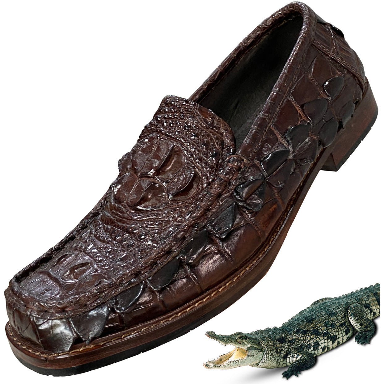 Luxury Dark Brown Hornback Alligator Loafers Slip On For Men – Vinacreations