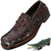 Men Dark Brown Alligator Leather Loafers Slip-On | Crocodile Hornback Skin Exotic Dress Shoes | SH123O