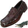 Men Dark Brown Alligator Leather Loafers Slip-On | Crocodile Hornback Skin Exotic Dress Shoes | SH123O - Vinacreations